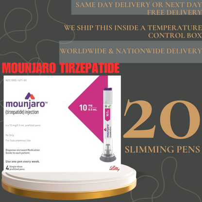 Mounjaro Tirzepatide 10  mg Slimming Pens, From Package of 20 Pens 2.5 mg, 5 mg, 7.5 mg, 10 mg, 12.5 mg, 15 mg